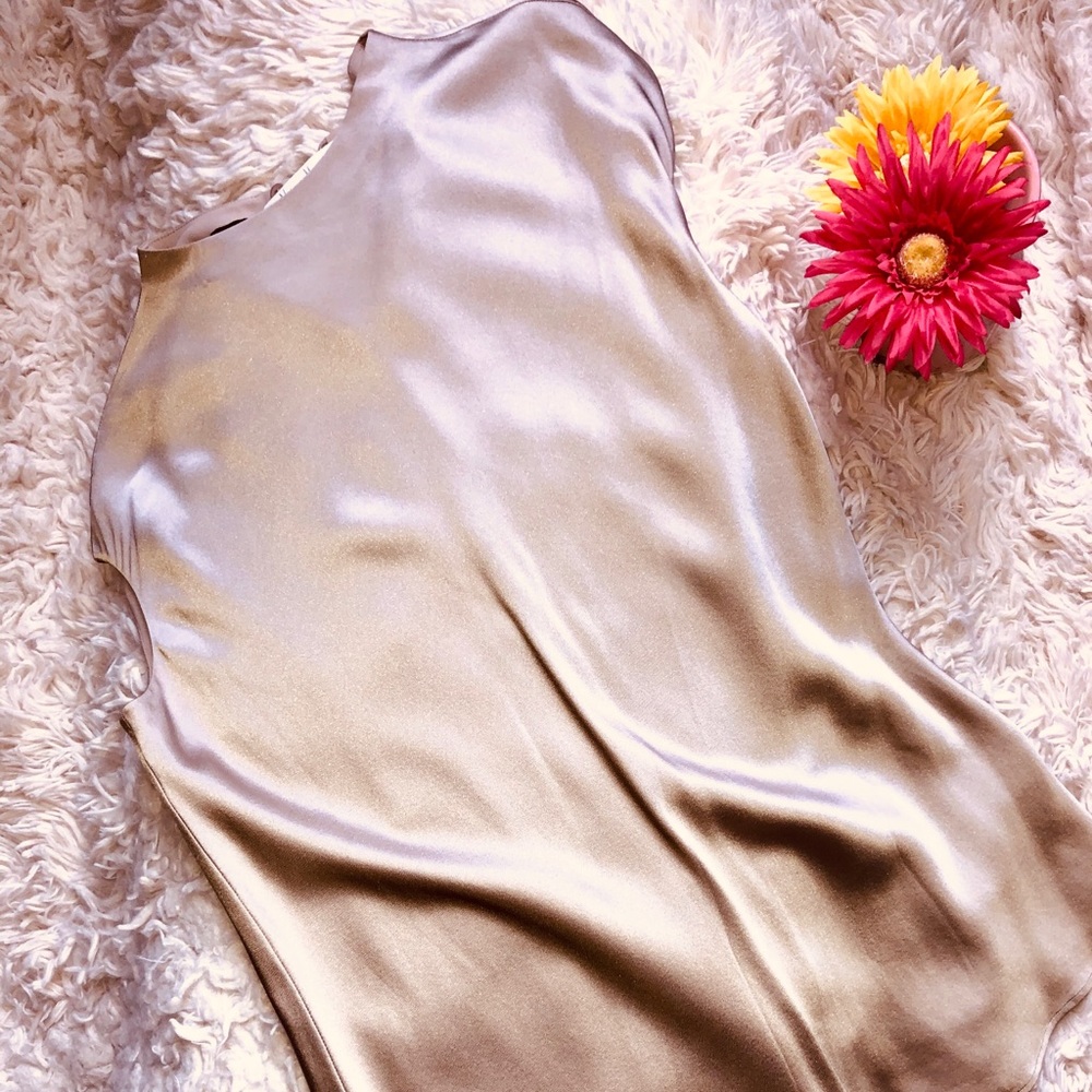 Neiman Marcus 100% Silk Taupe Tunic